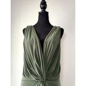MISA Los Angeles Olive Green Lisa Front Knot Dress Size M